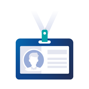 Lanyard ID badge representing flexible testing resource.