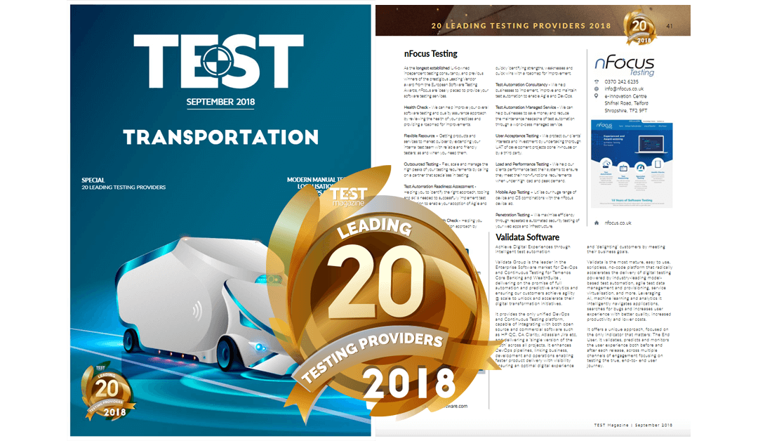 Test Magazine Top 20 Testing Provider