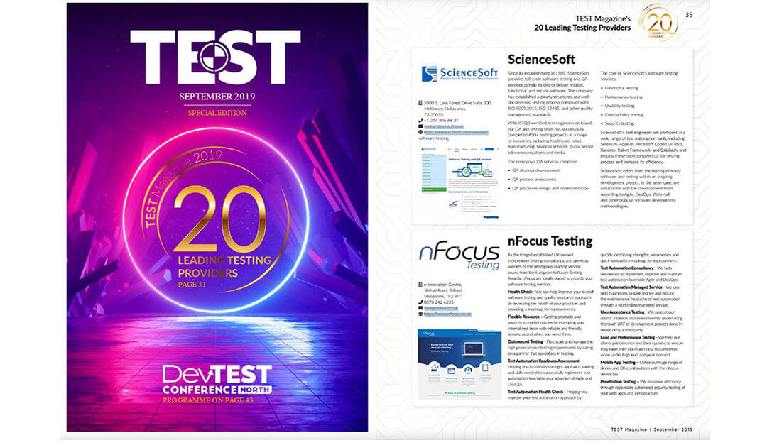 20 Leading Testing Providers 2019